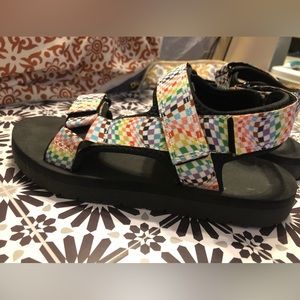 Target unisex pride checkered strap sandals size XS